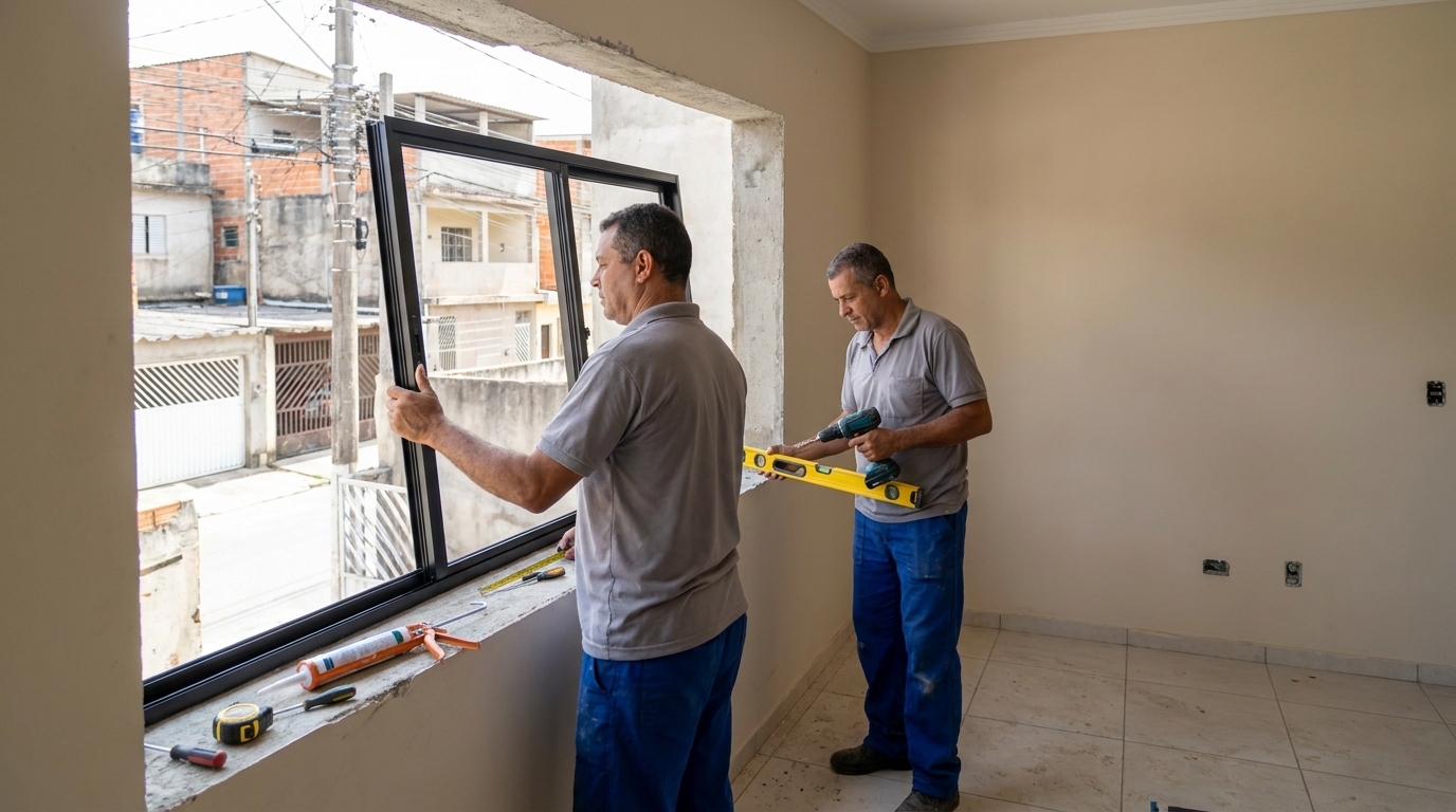 Esquadria de alumínio com vista para rua em Campina Grande-PB